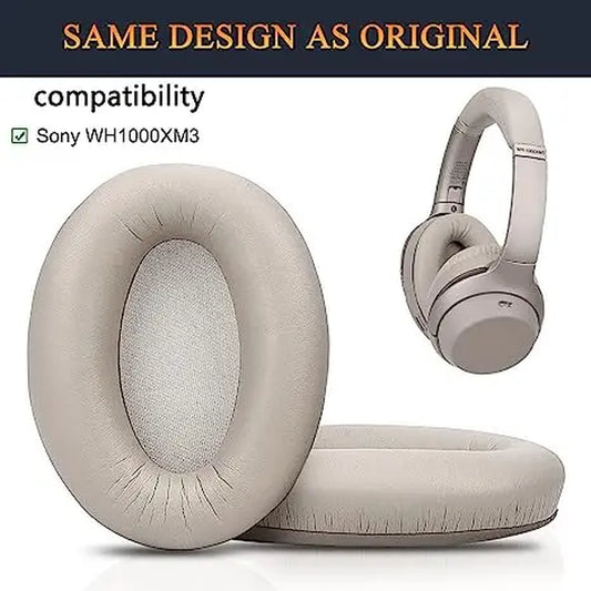 Sony WH-1000XM3 Noise-Canceling Headphones with Protein-Leather Replacement Ear Pads, Acoustic Memory Foam Ear Pads (Gold)