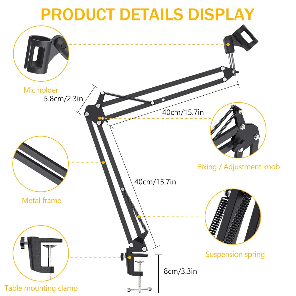 Microphone Suspension Boom Scissor Arm Stand for Professional Podcast Streaming Youtube Microfone