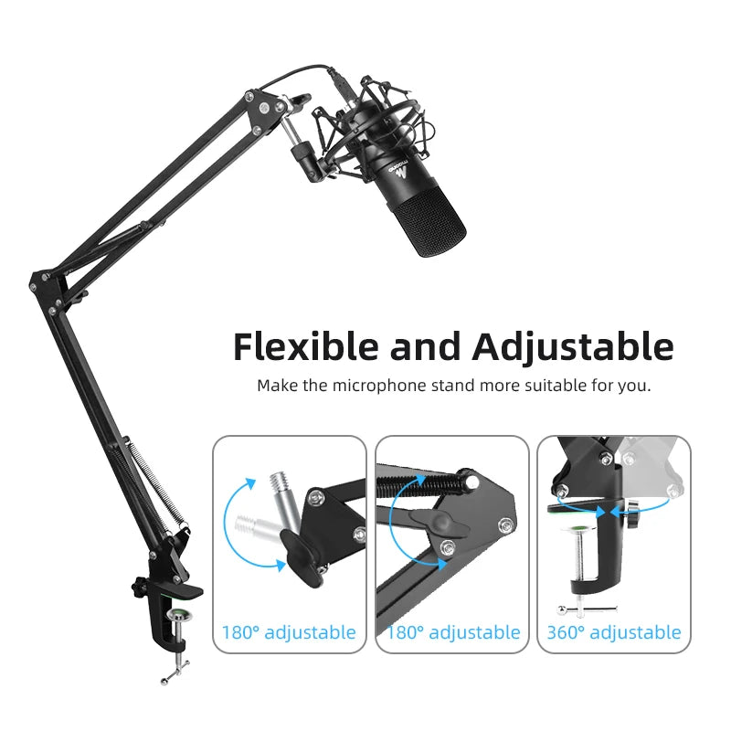 Microphone Suspension Boom Scissor Arm Stand for Professional Podcast Streaming Youtube Microfone