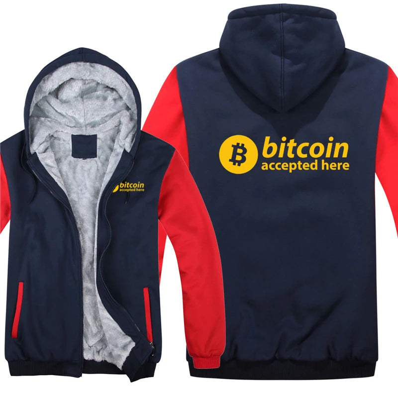 Bitcoin HODL Hoodies Men Cool Coat Thicken Cryptocurrency Sweatshirt Mans Jacket Hoody