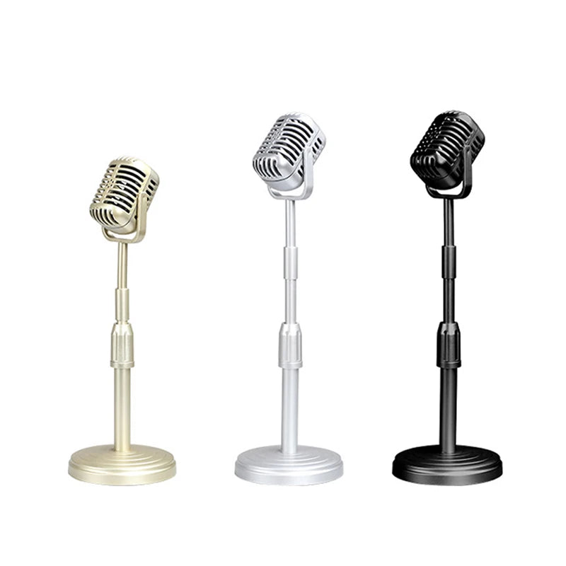 Simulation Classic Retro Dynamic Vocal Microphone Vintage Style Mic Universal Stand for Live Performanc Karaoke Studio Record
