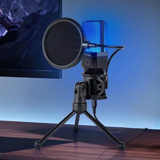 Microphone Stand Gaming Mic Tripod Mount Recording Equipment for Podcast Recording Studio Laptop Desktop Microphone Holder