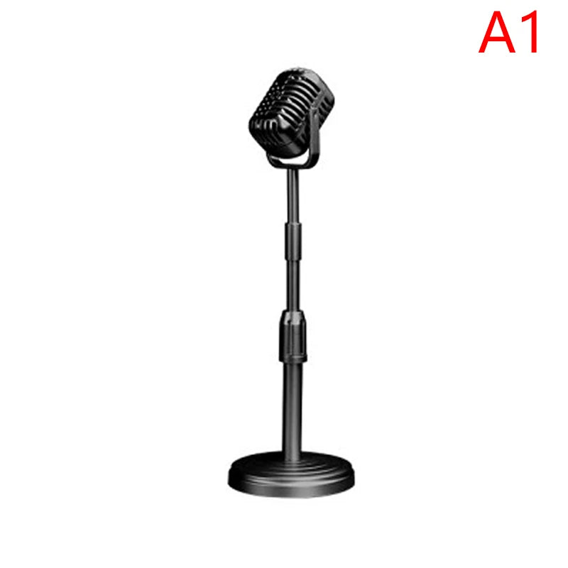 Simulation Classic Retro Dynamic Vocal Microphone Vintage Style Mic Universal Stand for Live Performanc Karaoke Studio Record