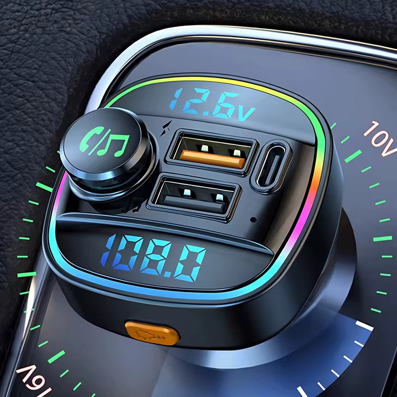 Bluetooth 5.0 FM Transmitter Handsfree Car Radio Modulator MP3 Player with 22.5W USB Super Quick Charge Adapter for Car