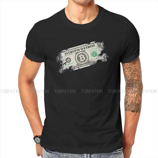 In Crypto We Trust Hip Hop Tshirt Bitcoin Cryptocurrency Miners Meme Casual Polyester T Shirt Summer T-Shirt for Men Women