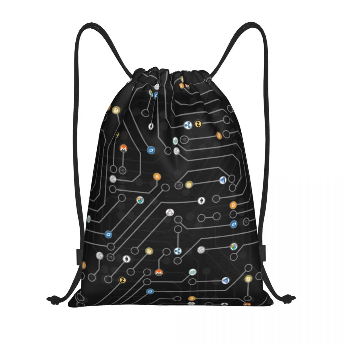 Custom Crypto Coins Altcoin Blockchain Logo Drawstring Bag Women Men Lightweight Bitcoin Ethereum Sports Gym Storage Backpack