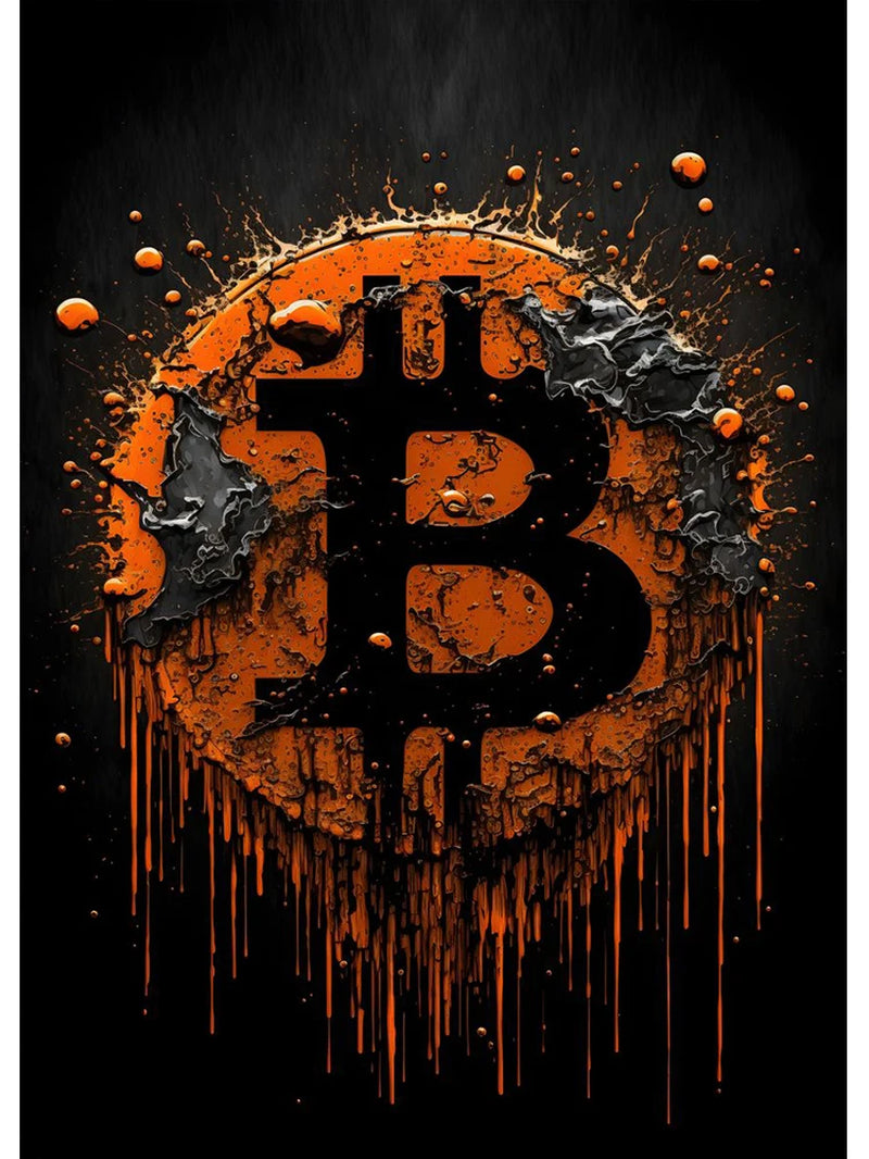 Watercolor Crypto Splatter Bitcoin Ethereum Poster ETH BTC Crypto Virtual Coins Canvas Painting Wall Art for Office Room Decor