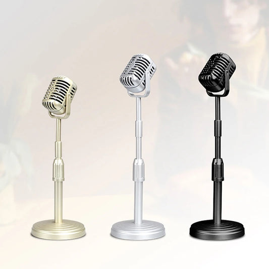 Simulation Classic Retro Dynamic Vocal Microphone Vintage Style Mic Universal Stand for Live Performanc Karaoke Studio Record