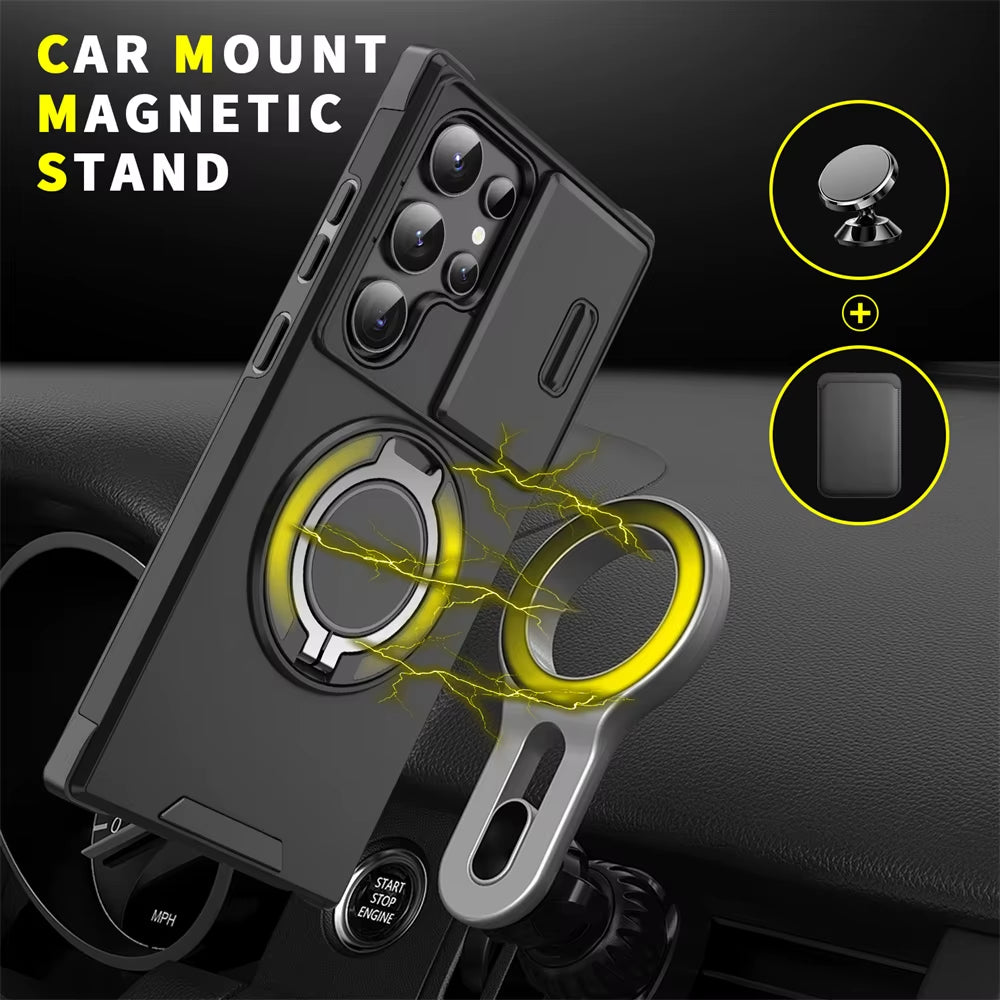 Magnetic Slide Camera Protection Phone Case for Samsung Galaxy S25 Edge, S24, S23 Plus, S21, S22 Ultra, FE, A54, A15, A14, A05, and A05S
