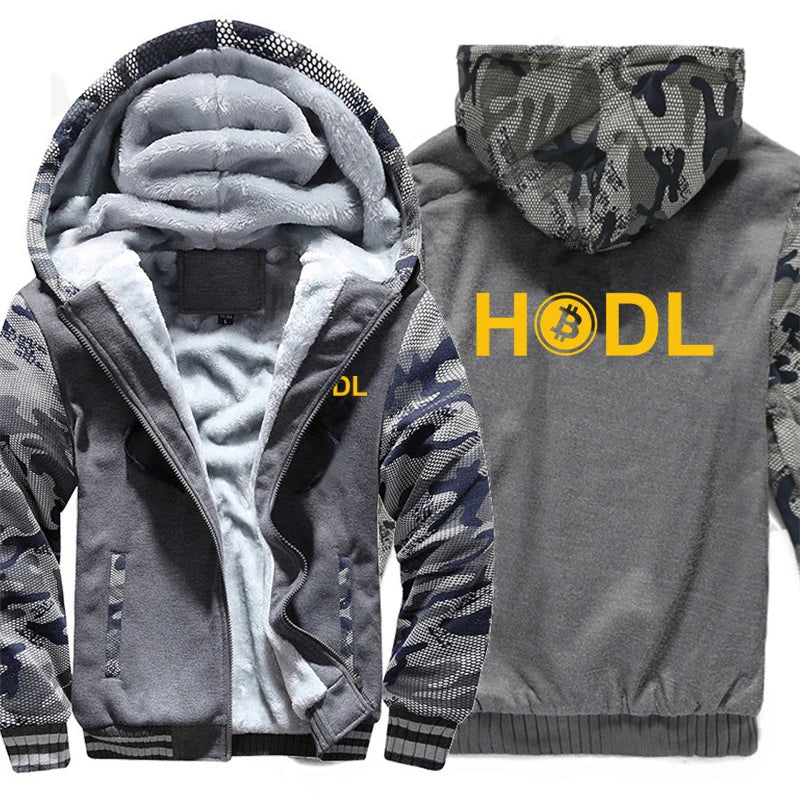 Bitcoin HODL Hoodies Men Cool Coat Thicken Cryptocurrency Sweatshirt Mans Jacket Hoody
