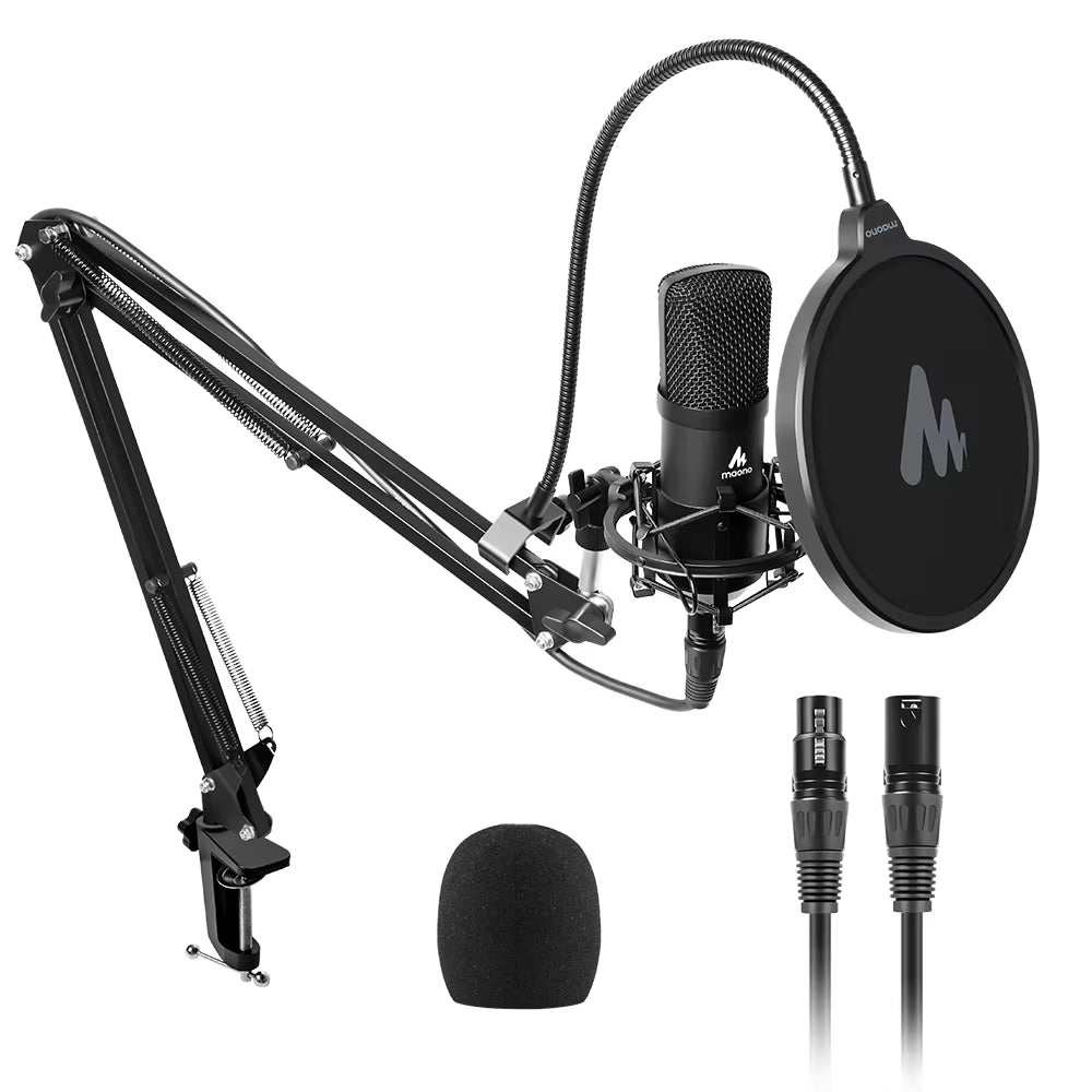 XLR Condenser Microphone Professional Studio Cardioid Mikrofon Kit Podcast Streaming Mic for Broadcast Youtube Recording