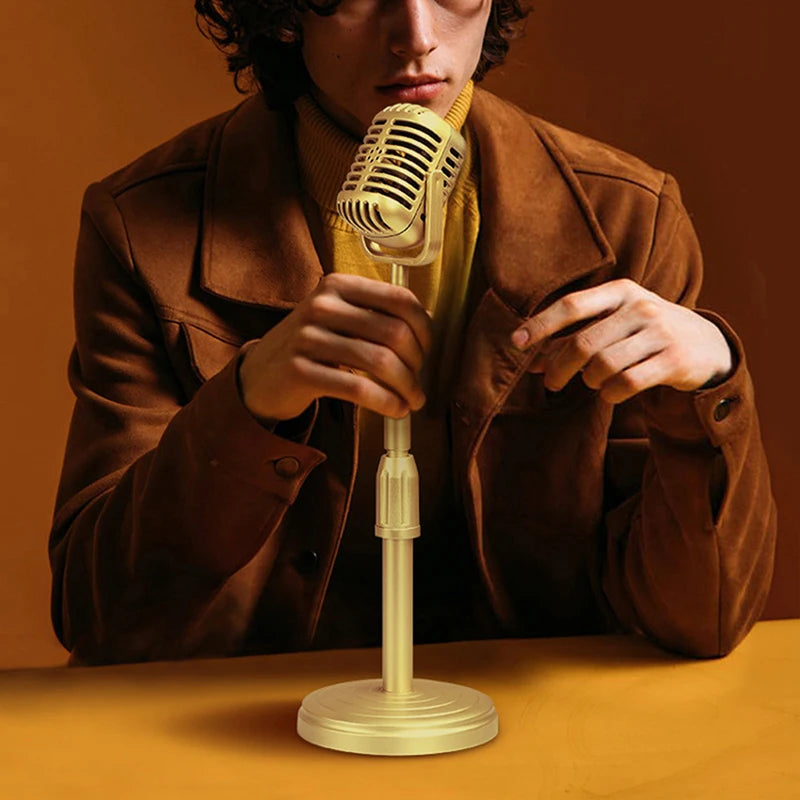 Simulation Classic Retro Dynamic Vocal Microphone Vintage Style Mic Universal Stand for Live Performanc Karaoke Studio Record