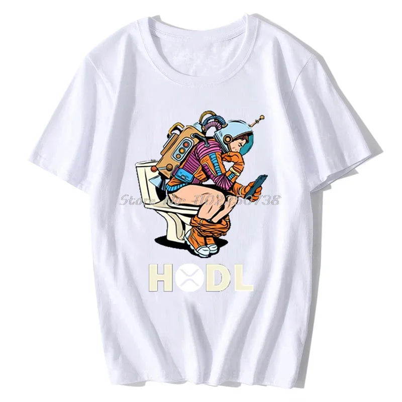 Ripple XRP T-Shirt HODL Space Man on Toilet