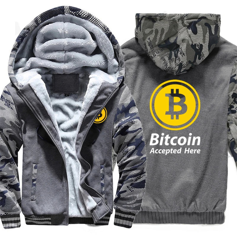 Bitcoin HODL Hoodies Men Cool Coat Thicken Cryptocurrency Sweatshirt Mans Jacket Hoody