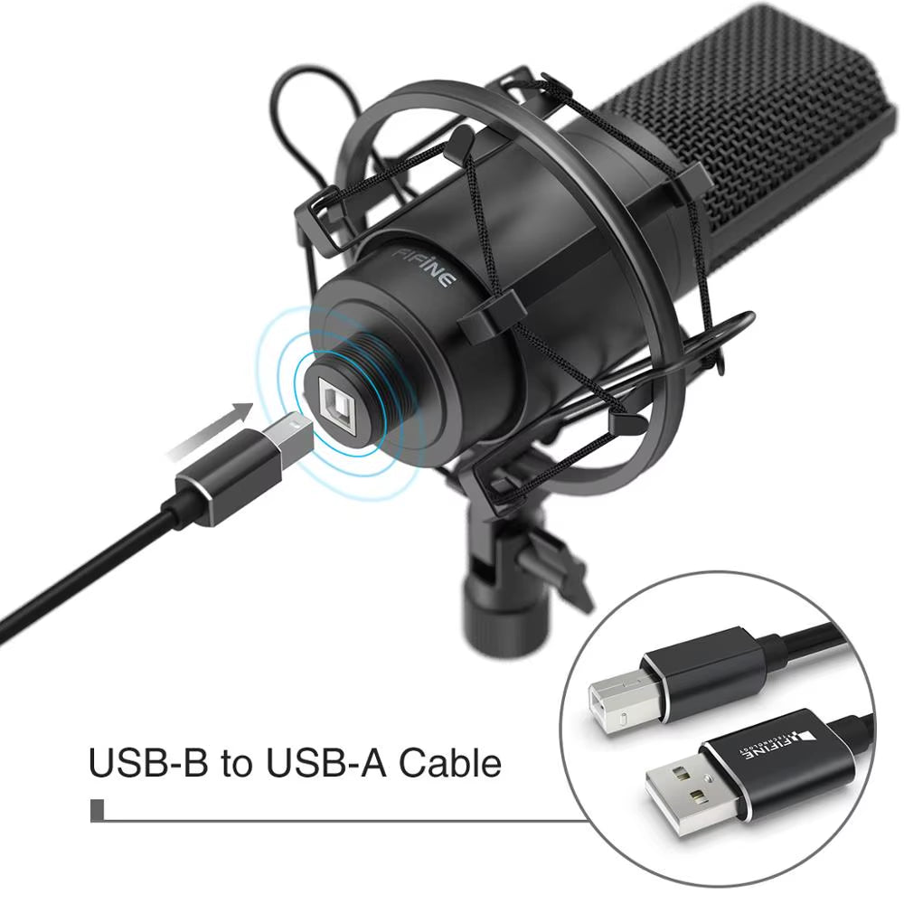 USB PC Condenser Microphone with Adjustable Desktop Mic Arm Shock Mount for Studio Recording Vocals Voice, Vlog,Audio