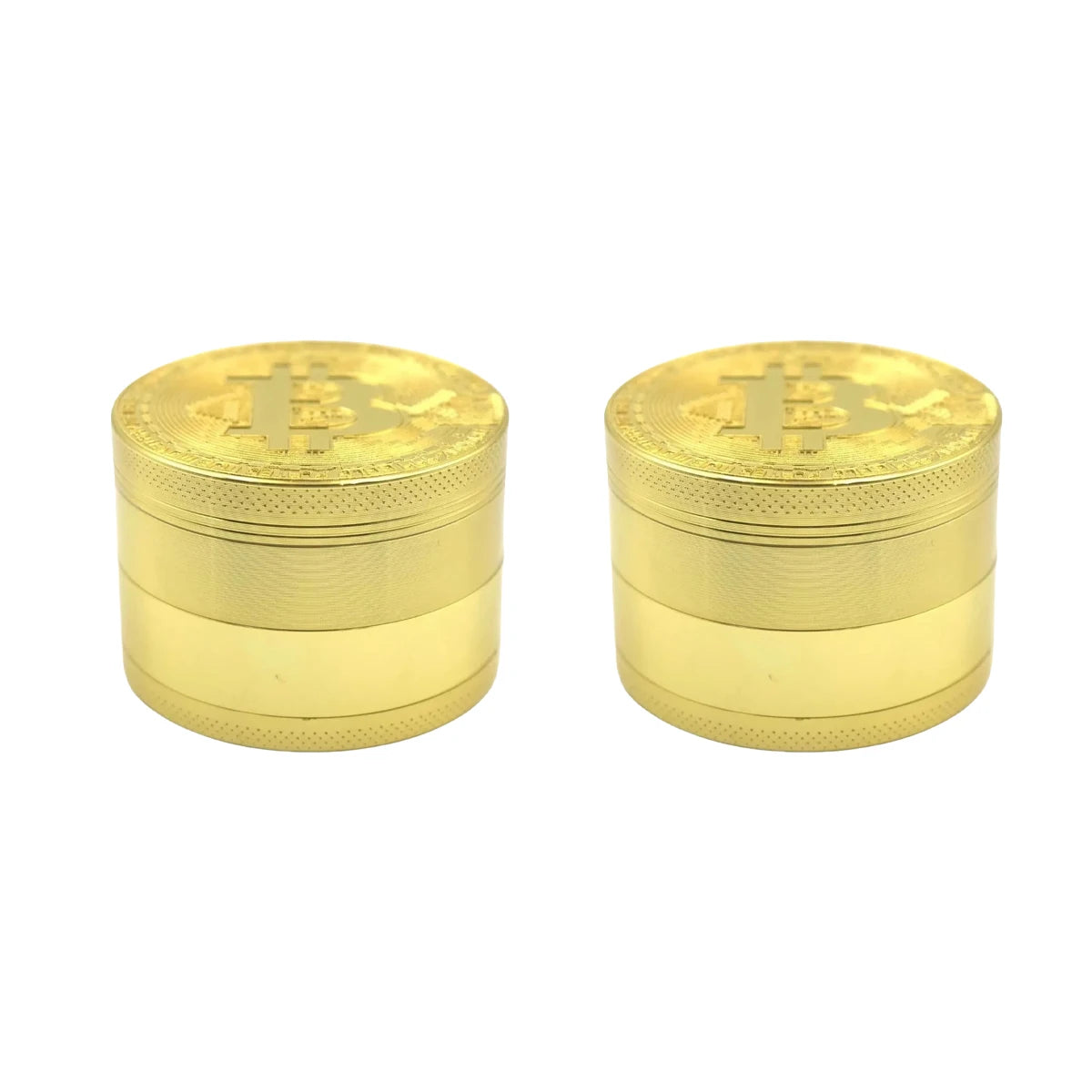 50mm Bitcoin Gold 4-Layer Herb Grinder - Premium Metal Spice and Tobacco Mill for Smoking Accessories and Kitchen Use