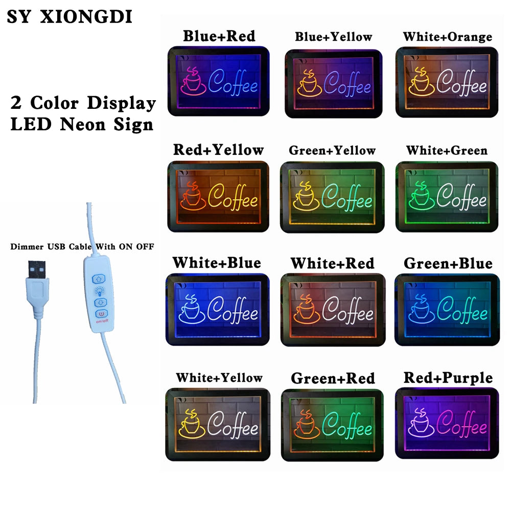 Recording Studio Microphone on Air Dual Color LED Neon Sign Photo Frame Creative Table Lamp Bedroom Desk Wood