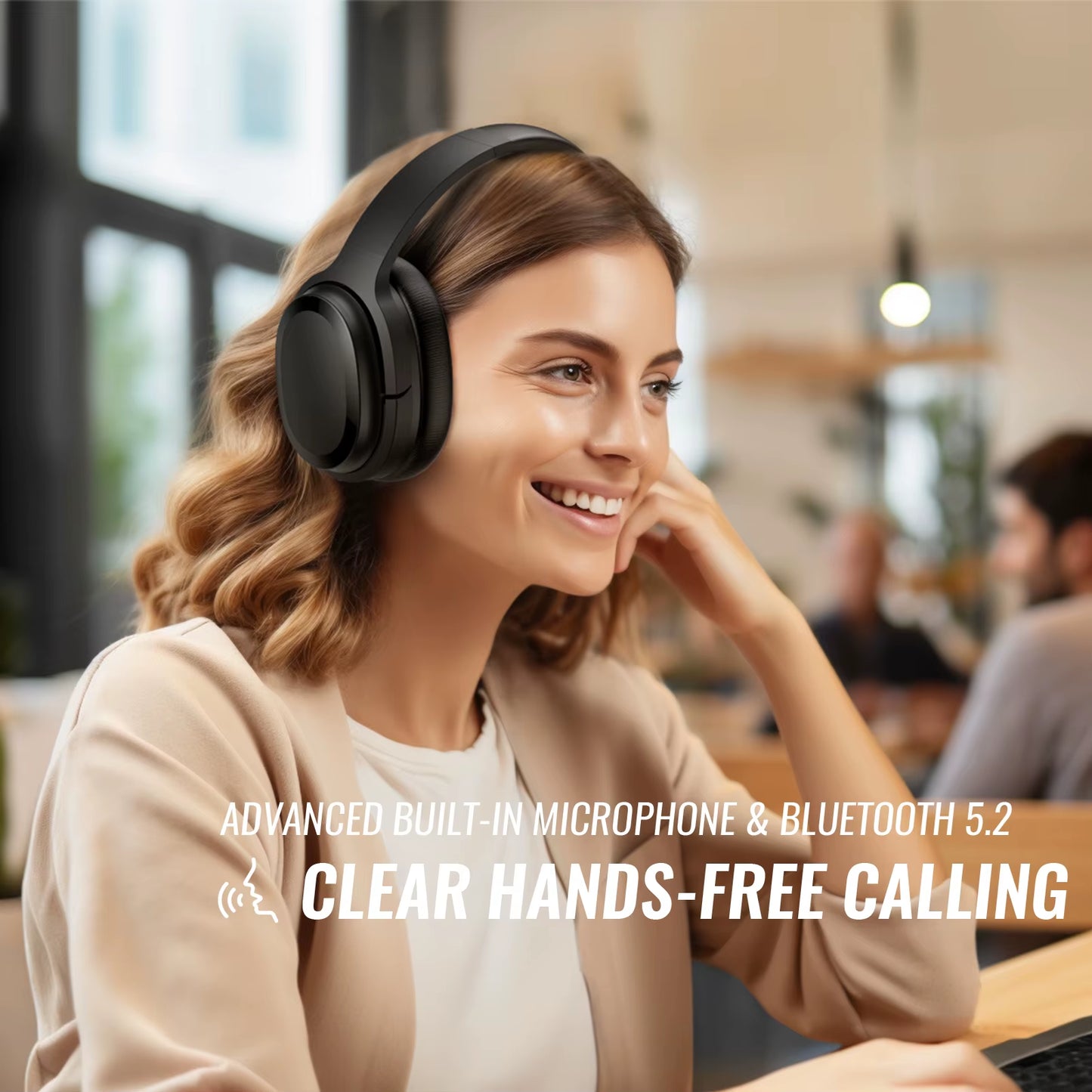 SE7D Hybrid Active Noise Cancelling Headphones Wireless over Ear Bluetooth Headphones with Deep Bass, Clear Calls