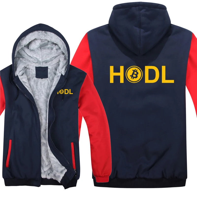 Bitcoin HODL Hoodies Men Cool Coat Thicken Cryptocurrency Sweatshirt Mans Jacket Hoody