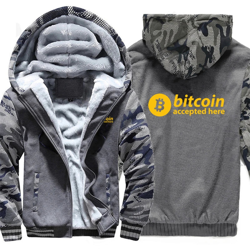 Bitcoin HODL Hoodies Men Cool Coat Thicken Cryptocurrency Sweatshirt Mans Jacket Hoody