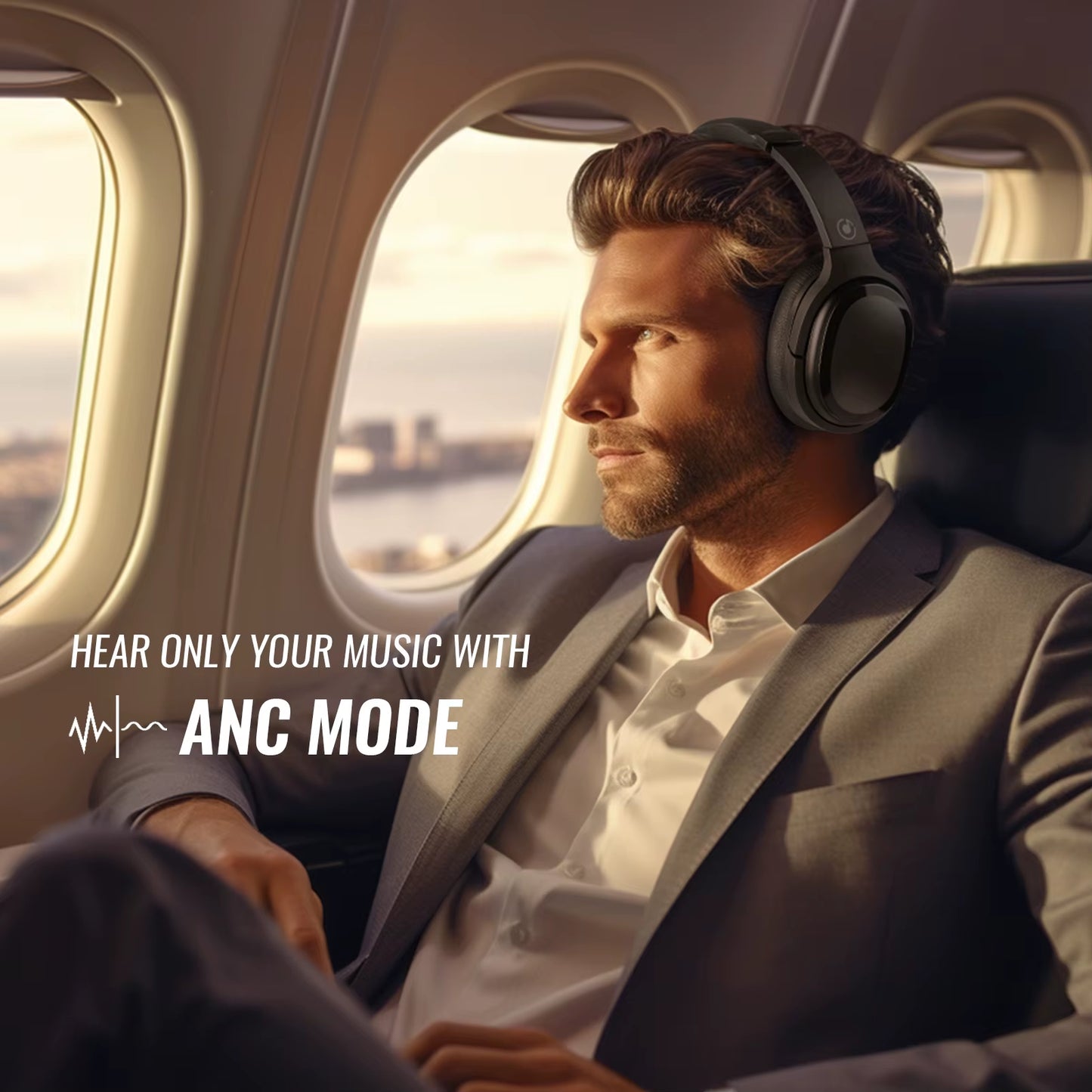 SE7D Hybrid Active Noise Cancelling Headphones Wireless over Ear Bluetooth Headphones with Deep Bass, Clear Calls