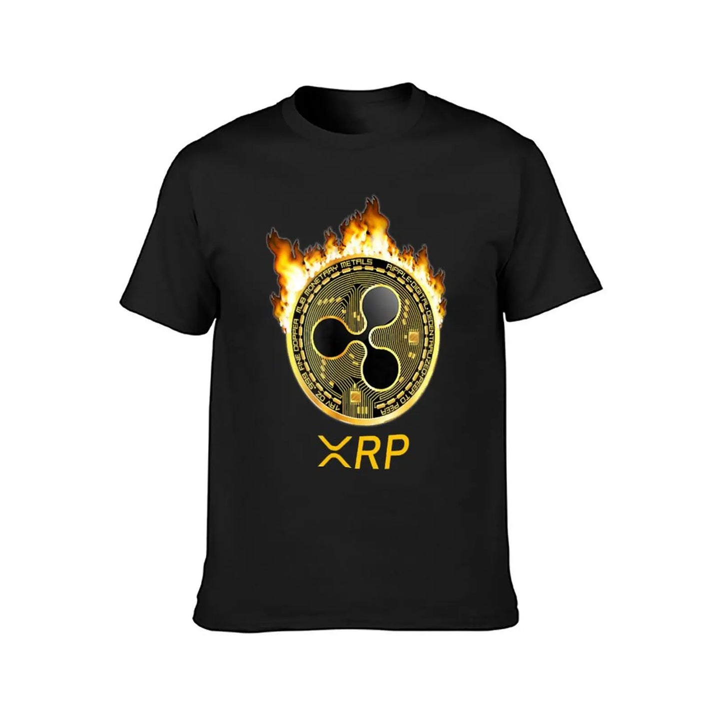 Ripple XRP Shirt New Logo Crypto Currency Coin Fire T-Shirt Sweat Kawaii Clothes Heavy Weight T Shirts for Men