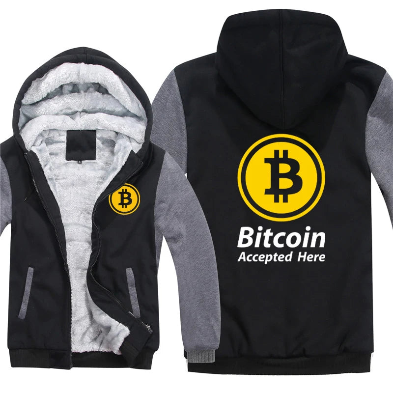 Bitcoin HODL Hoodies Men Cool Coat Thicken Cryptocurrency Sweatshirt Mans Jacket Hoody