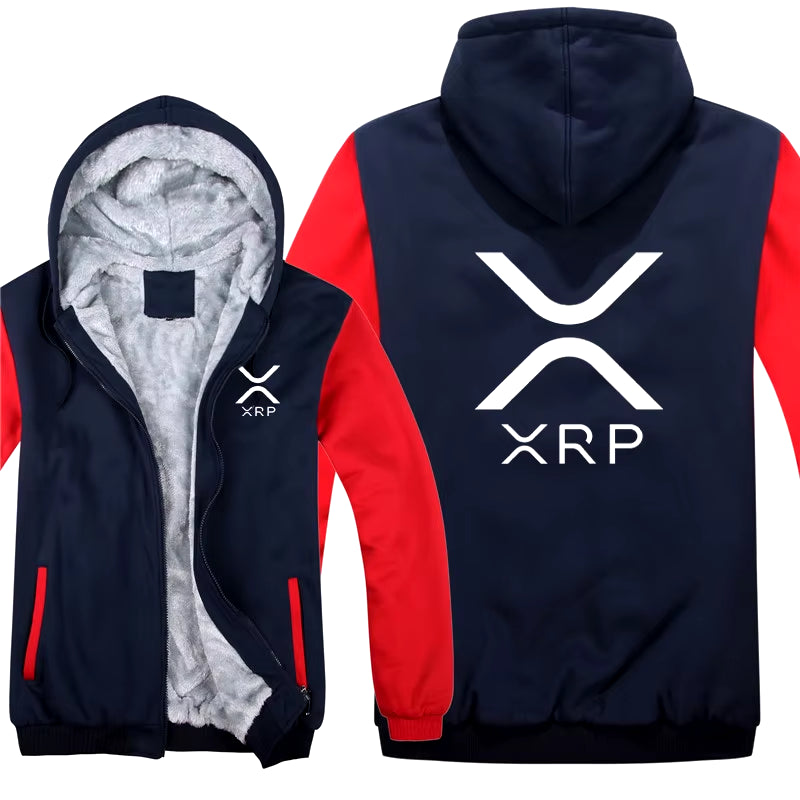 Ripple XRP Cryptocurrency Sweatshirts Men Cool Winter Thicken Wool Liner Crypto Hoodies Pullover