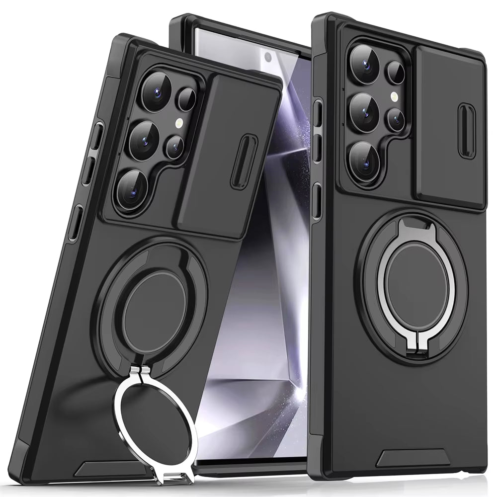 Magnetic Slide Camera Protection Phone Case for Samsung Galaxy S25 Edge, S24, S23 Plus, S21, S22 Ultra, FE, A54, A15, A14, A05, and A05S