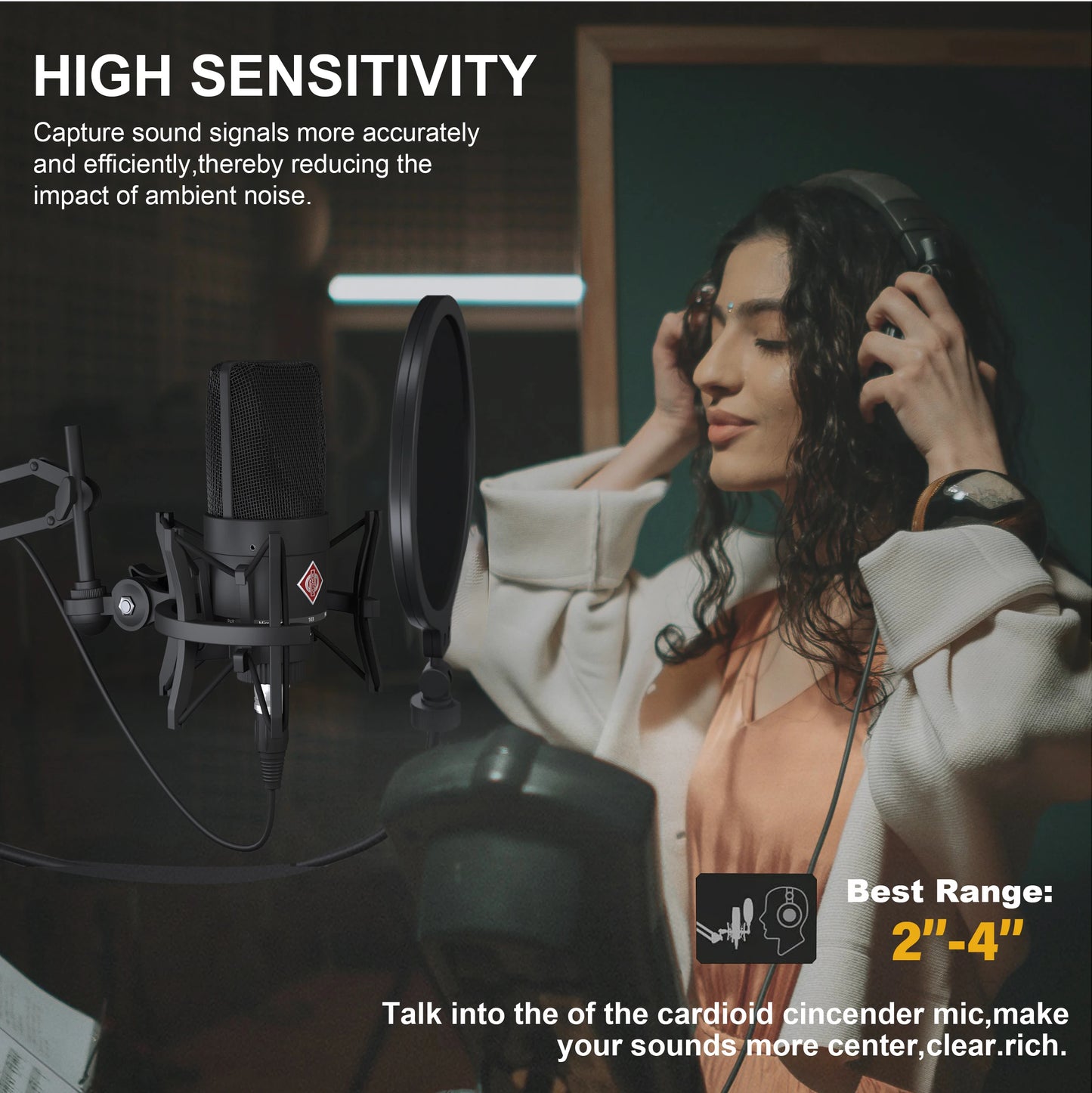 TLM 103 XLR Condenser Microphone Professional Cardioid Studio Mic for Recording Podcasting Voice over Streaming Home Studio