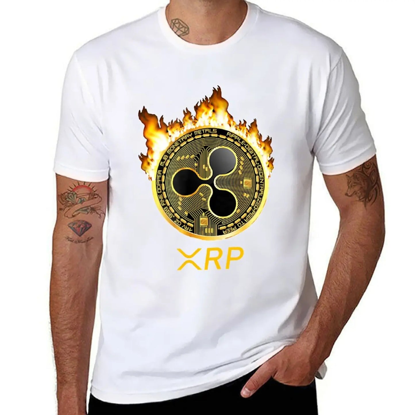 Ripple XRP Shirt New Logo Crypto Currency Coin Fire T-Shirt Sweat Kawaii Clothes Heavy Weight T Shirts for Men