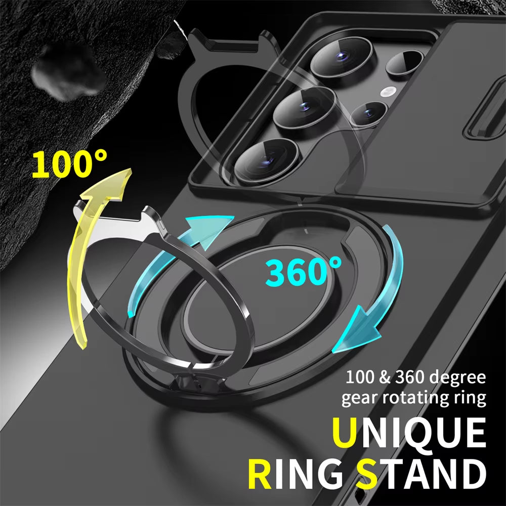 Magnetic Slide Camera Protection Phone Case for Samsung Galaxy S25 Edge, S24, S23 Plus, S21, S22 Ultra, FE, A54, A15, A14, A05, and A05S