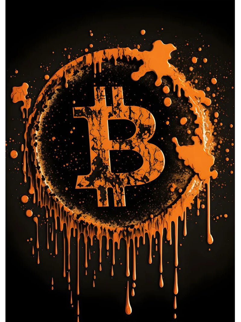 Watercolor Crypto Splatter Bitcoin Ethereum Poster ETH BTC Crypto Virtual Coins Canvas Painting Wall Art for Office Room Decor