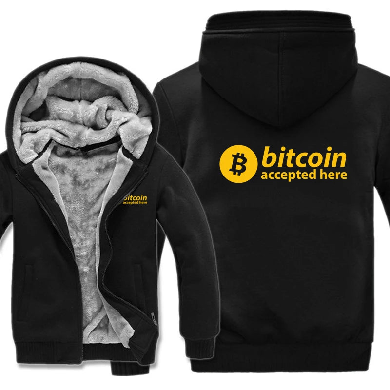Bitcoin HODL Hoodies Men Cool Coat Thicken Cryptocurrency Sweatshirt Mans Jacket Hoody