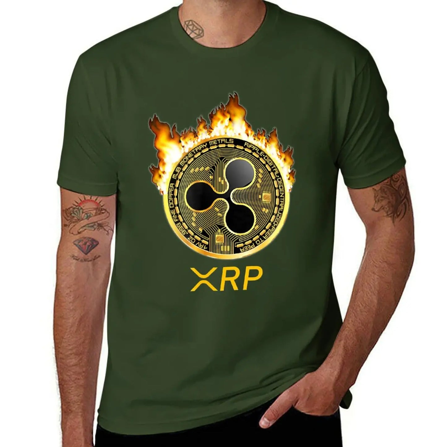 Ripple XRP Shirt New Logo Crypto Currency Coin Fire T-Shirt Sweat Kawaii Clothes Heavy Weight T Shirts for Men