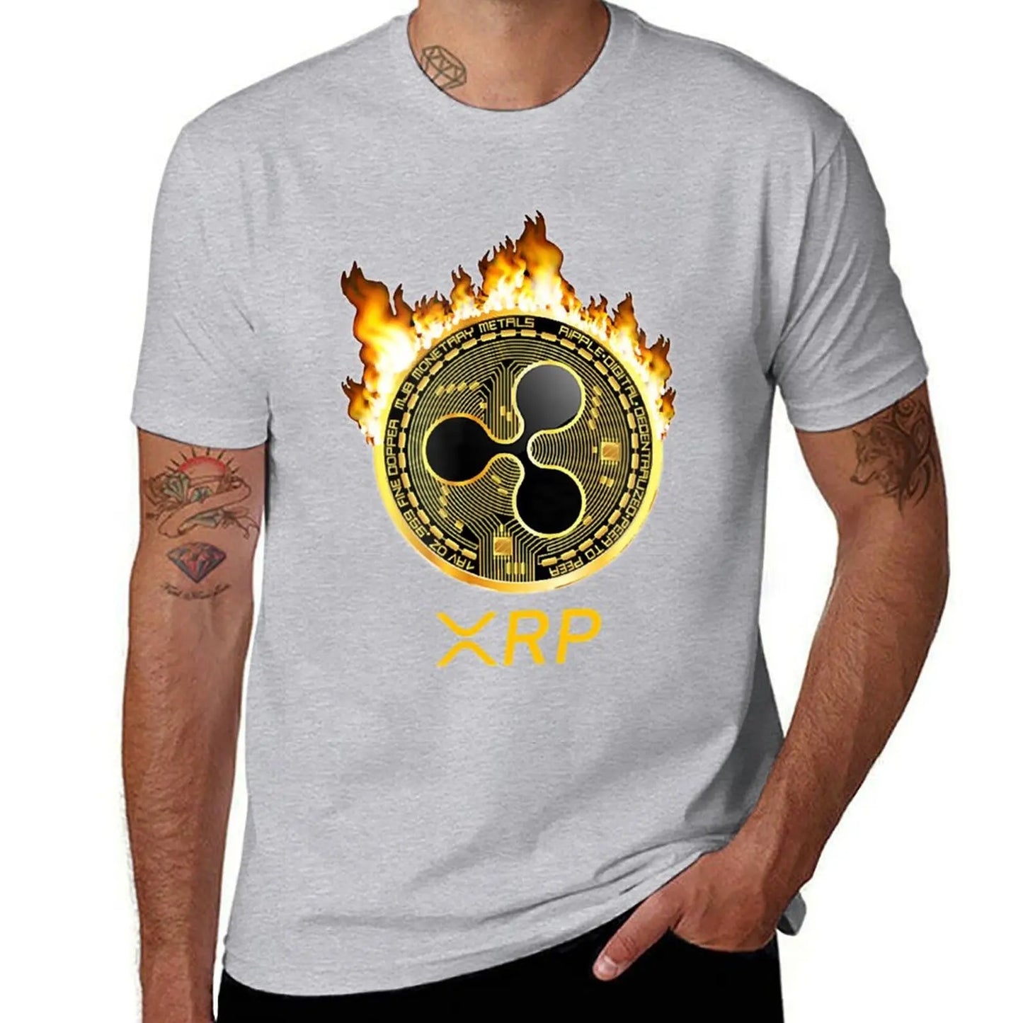 Ripple XRP Shirt New Logo Crypto Currency Coin Fire T-Shirt Sweat Kawaii Clothes Heavy Weight T Shirts for Men