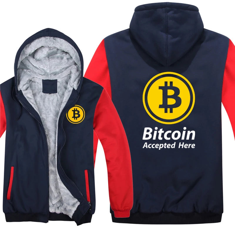 Bitcoin HODL Hoodies Men Cool Coat Thicken Cryptocurrency Sweatshirt Mans Jacket Hoody