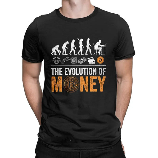 Men Women'S Tee Shirt Bitcoin Evolution of Money BTC Crypto Tee Shirt Cryptocurrency Blockchain Tops T Shirt Oversize