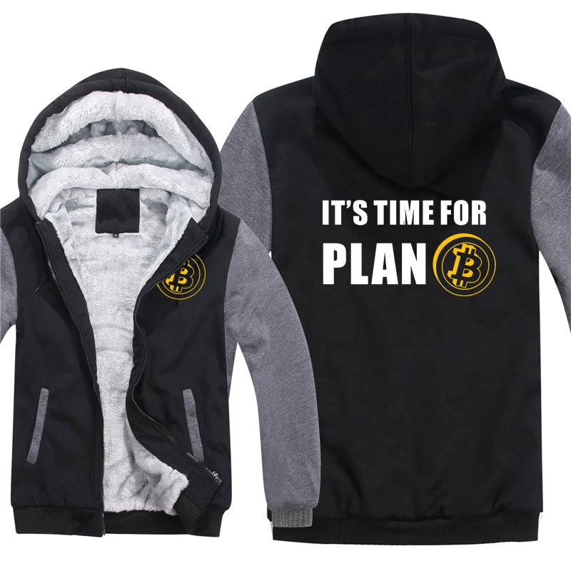 Bitcoin HODL Hoodies Men Cool Coat Thicken Cryptocurrency Sweatshirt Mans Jacket Hoody