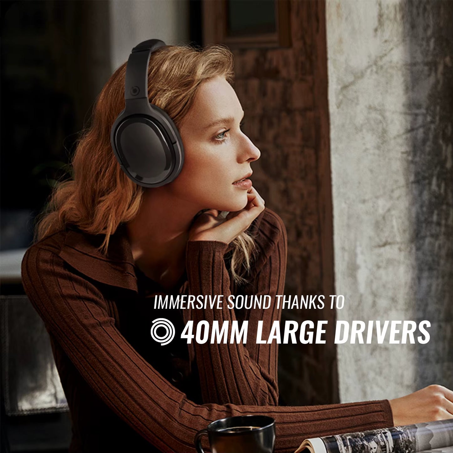 SE7D Hybrid Active Noise Cancelling Headphones Wireless over Ear Bluetooth Headphones with Deep Bass, Clear Calls
