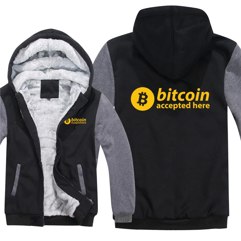 Bitcoin HODL Hoodies Men Cool Coat Thicken Cryptocurrency Sweatshirt Mans Jacket Hoody