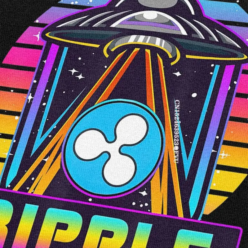 Men'S Ripple XRP HODL on We Are Going to the Moon T Shirts Vaporwave Bitcoin Tshirt Hip Hop T Shirt Cotton Oversized Tee Tops