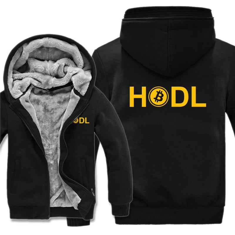 Bitcoin HODL Hoodies Men Cool Coat Thicken Cryptocurrency Sweatshirt Mans Jacket Hoody