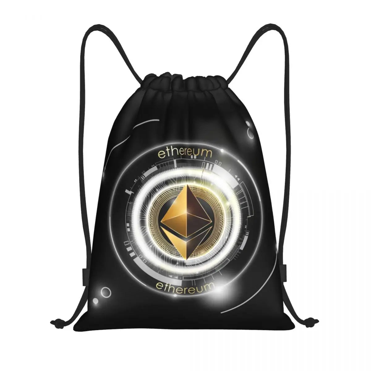 Custom Crypto Coins Altcoin Blockchain Logo Drawstring Bag Women Men Lightweight Bitcoin Ethereum Sports Gym Storage Backpack