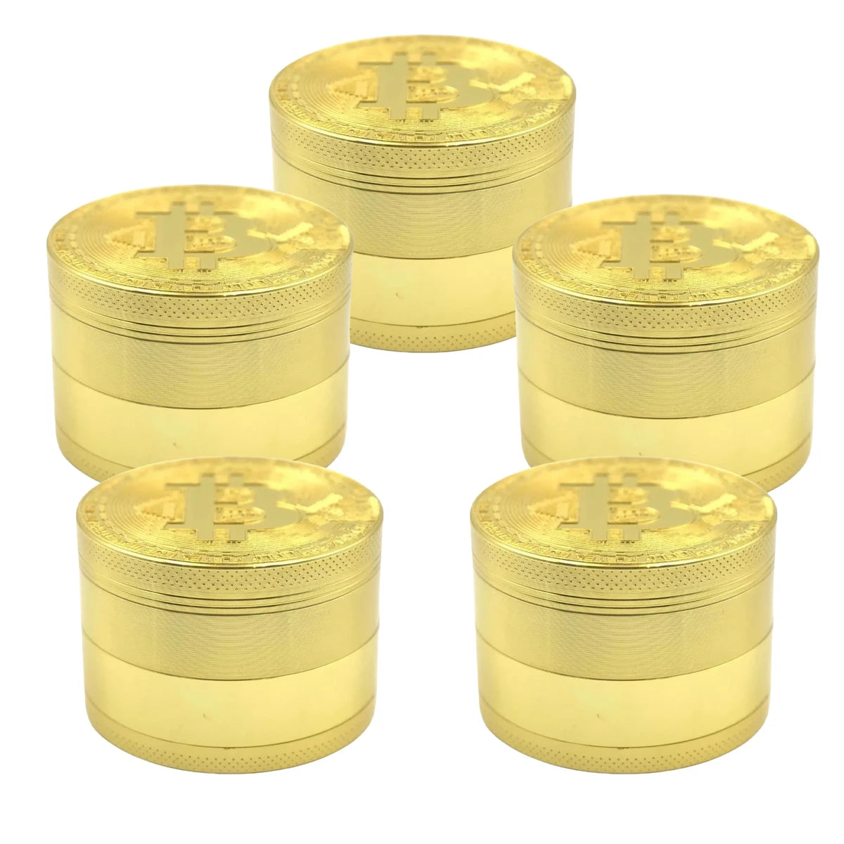 50mm Bitcoin Gold 4-Layer Herb Grinder - Premium Metal Spice and Tobacco Mill for Smoking Accessories and Kitchen Use