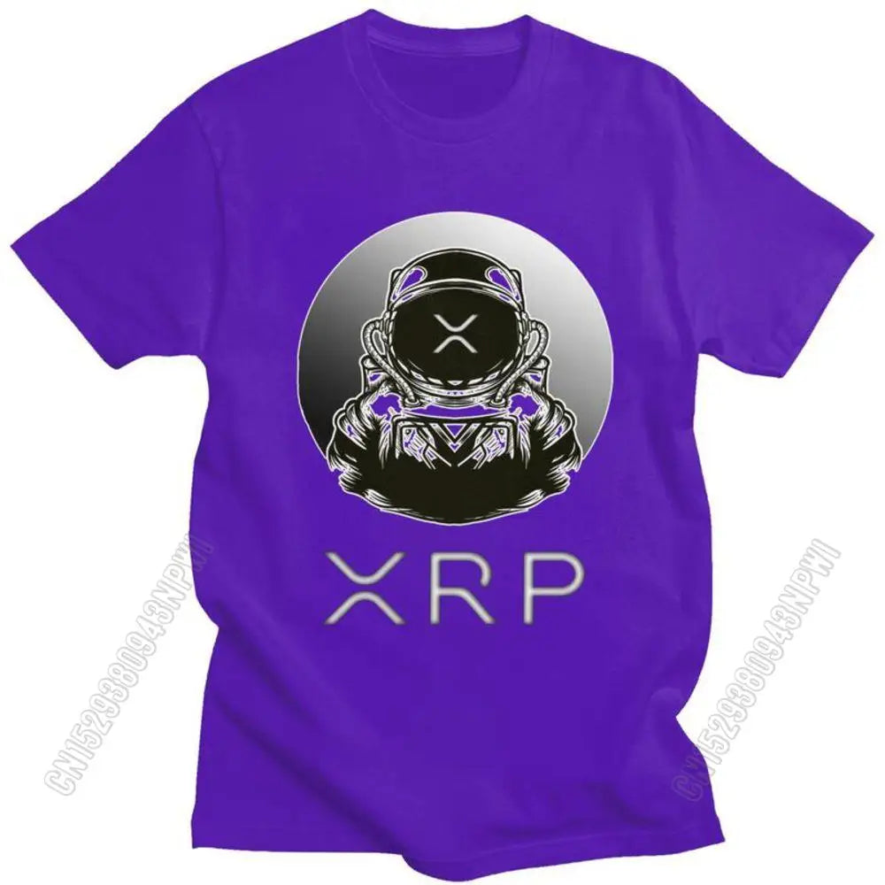 Ripple Xrp to the Moon T Shirt Men Cotton Tshirt Urban Tee Tops Bitcoin T-Shirts Fitted Streetwear Clothing Gift