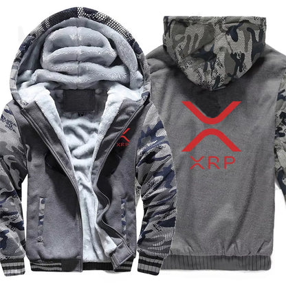 Ripple XRP Cryptocurrency Sweatshirts Men Cool Winter Thicken Wool Liner Crypto Hoodies Pullover
