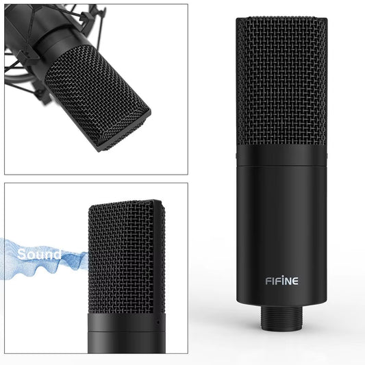 USB PC Condenser Microphone with Adjustable Desktop Mic Arm Shock Mount for Studio Recording Vocals Voice, Vlog,Audio