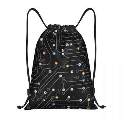Custom Crypto Coins Altcoin Blockchain Logo Drawstring Bag Women Men Lightweight Bitcoin Ethereum Sports Gym Storage Backpack