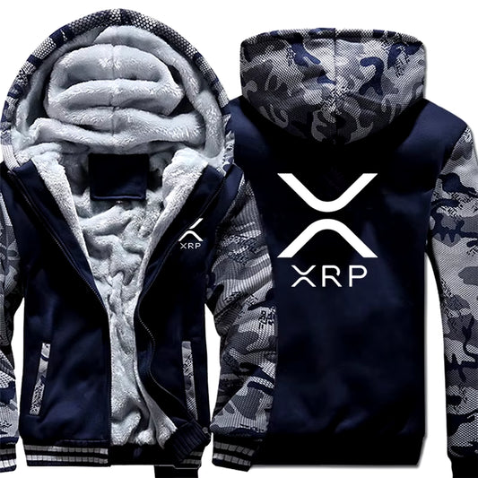 Ripple XRP Cryptocurrency Sweatshirts Men Cool Winter Thicken Wool Liner Crypto Hoodies Pullover